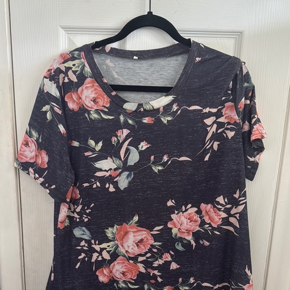 Floral Women's Top - Pink and Blue - Picture 2 of 6